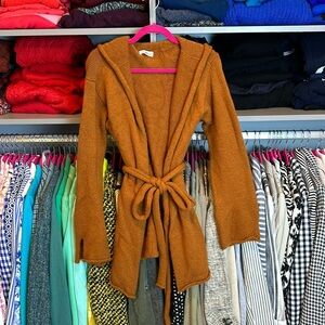 Lily McNeal brown long sleeve hooded cardigan size S